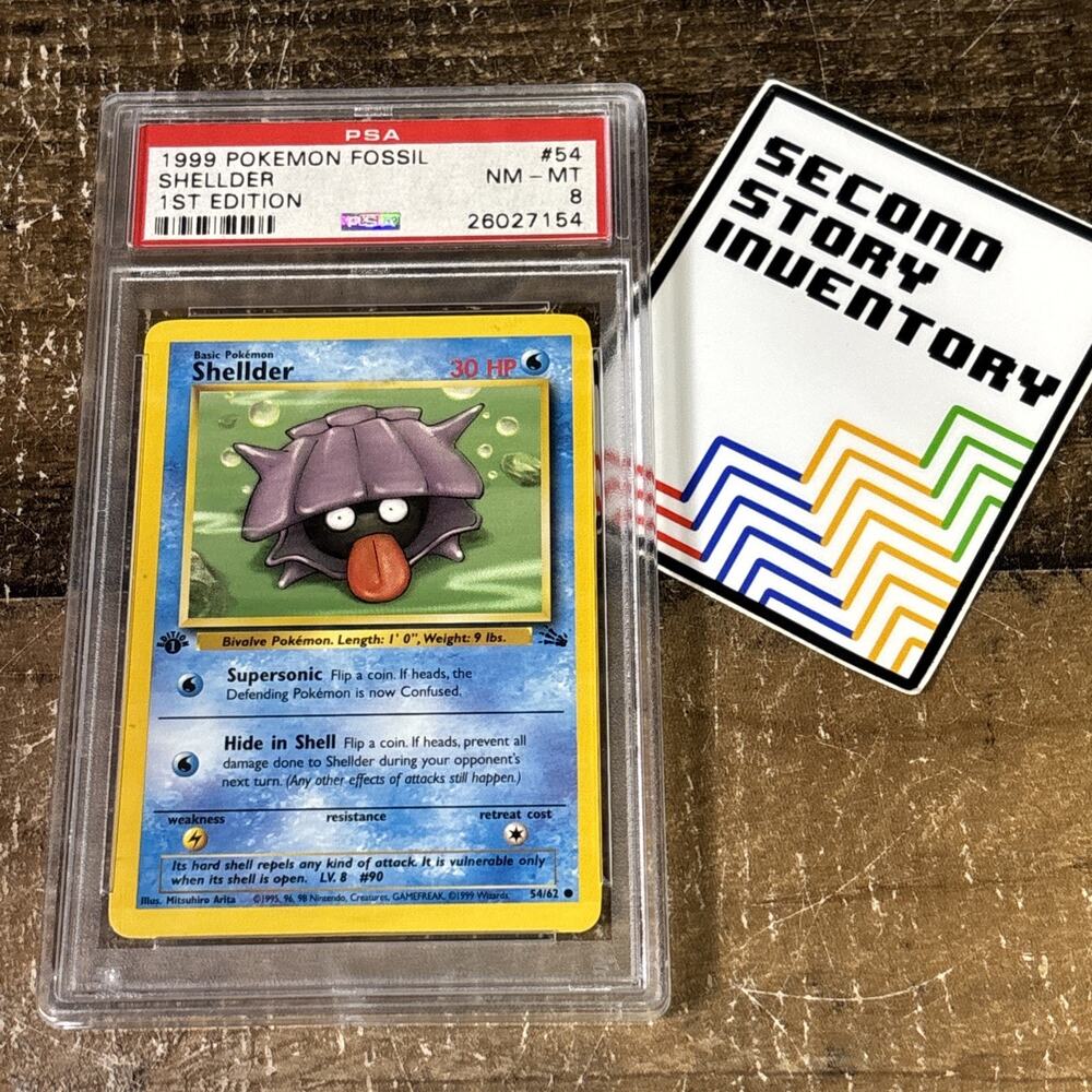Pokemon Shellder 54/62 Fossil 1st Edition PSA 8
